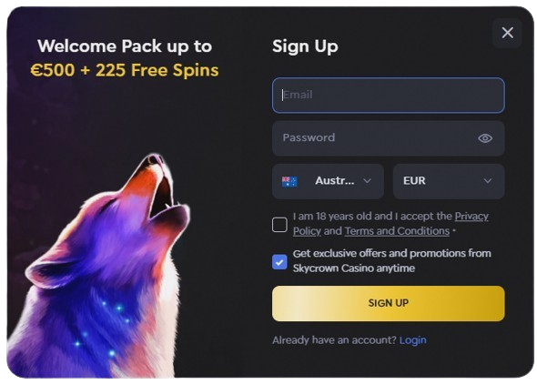 sky crown casino login australia